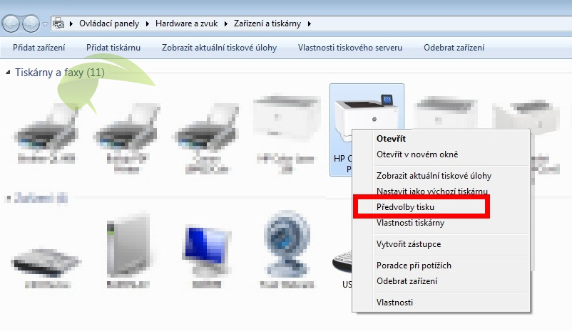 Nastavenie predvolieb tlače v Ovládacom paneli systému Windows