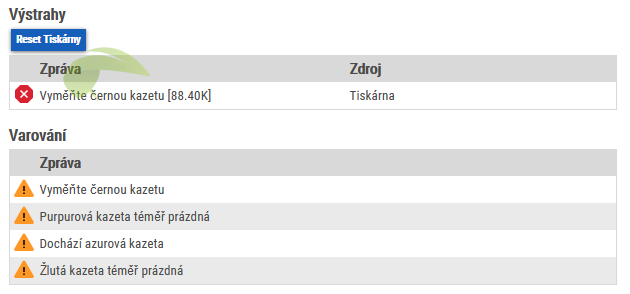 Zobrazenie stavu tonerov v tlačiarňach Lexmark CX331