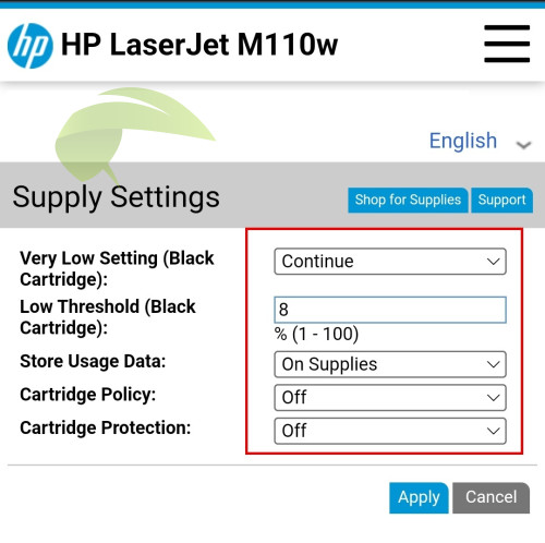 Nastavenie tlačiarne pre použitie tonera W1420A bez čipu