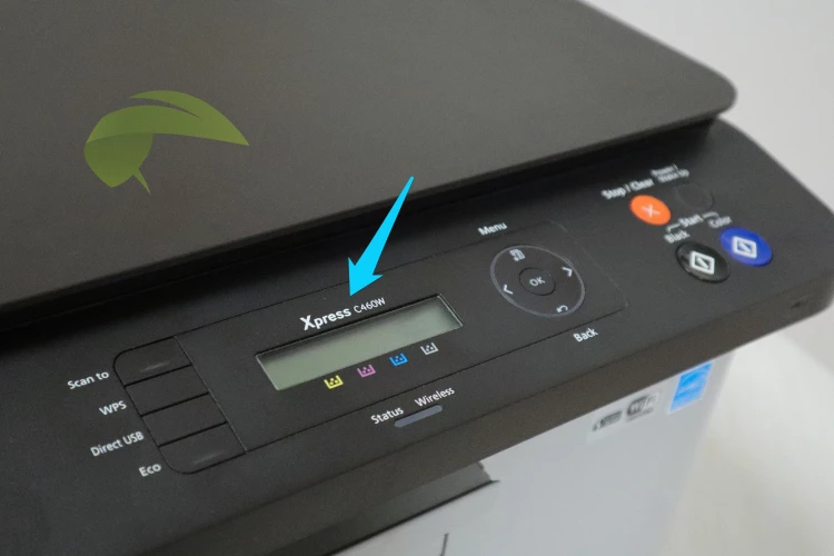 Umiestnenie názvu modelu na tlačiarni Samsung Xpress C460w