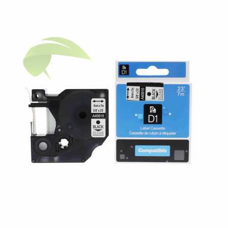 Kompatibilná páska s Dymo 40910 / S0720670, 9mm x 7m, čierna tlač / priehľadný podklad