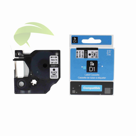 Kompatibilná páska s Dymo 40913 / S0720680, 9mm x 7m, čierna tlač / biely podklad