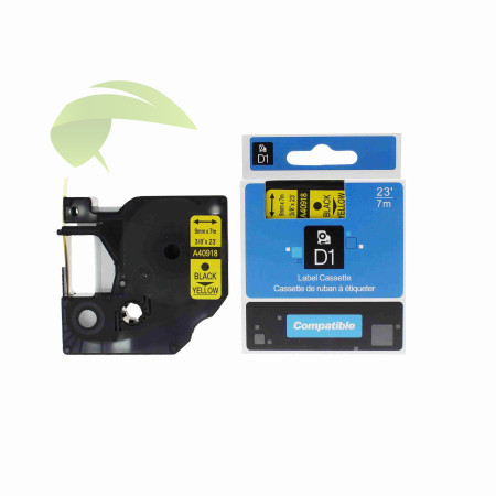 Kompatibilná páska s Dymo 40918 / S0720730, 9mm x 7m, čierna tlač / žltý podklad
