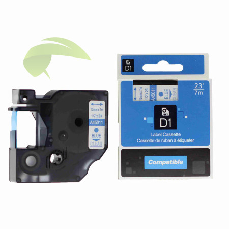 Kompatibilná páska s Dymo 45011 / S0720510, 12mm x 7m, modrá tlač / priehľadný podklad