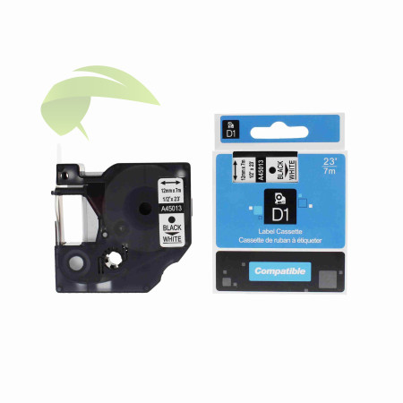 Kompatibilná páska s Dymo 45013 / S0720530, 12mm x 7m, čierna tlač / biely podklad