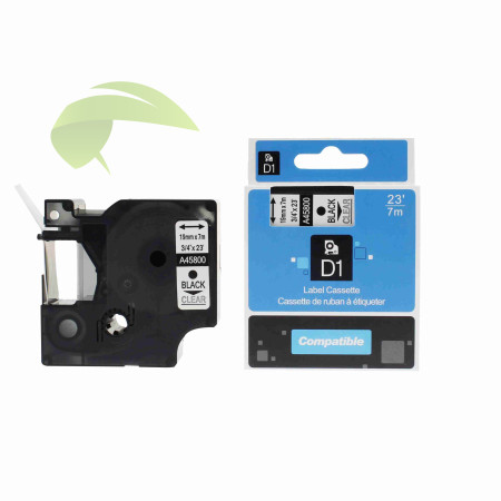 Kompatibilná páska s Dymo 45800 / S0720820, 19mm x 7m, čierna tlač / priehľadný podklad