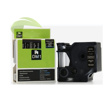 Kompatibilná páska pre Dymo 53721, 24mm x 7m, biela tlač / čierny podklad