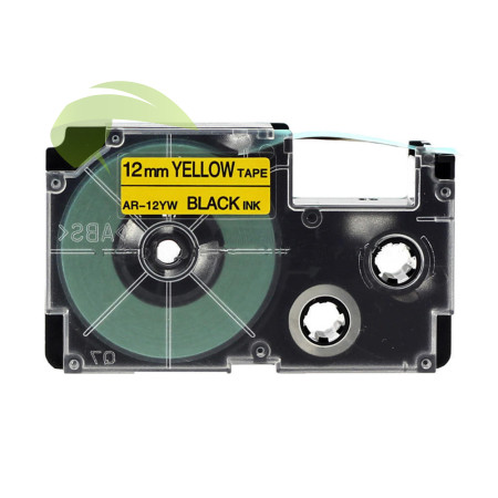 Kompatibilná páska pre Casio XR-12YW, 12mm x 8m čierna tlač / žltý podklad