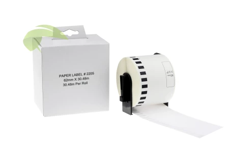 Kompatibilné etikety pre Brother DK-22205, 62mm x 30,48m, biele