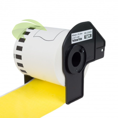Kompatibilé etikety pre Brother DK-22606, 62mm x 15,24m, filmová páska žltá