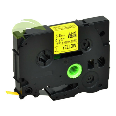 Kompatibilná páska pre Brother HSe-611, 5,8mm x 1,5m, čierna tlač / žltý podklad