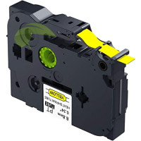 Kompatibilná páska pre Brother HSe-621, 8,8mm x 1,5m, čierna tlač / žltý podklad