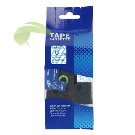 Kompatibilná páska pre Brother TZe-113, 6mm x 8m, modrá tlač / priehľadný podklad