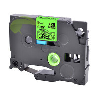 Kompatibilná páska pre Brother TZe-D21, 9mm x 5m, signálna čierna tlač/ svietivo zelený podklad