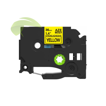 Kompatibilná páska pre Brother TZe-S661 36mm x 8m silno lepiaca , čierna tlač / žltý podklad