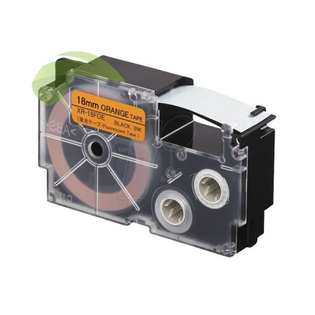 Kompatibilná páska pre Casio XR-18FOE - 18mm × 8m signálna, čierna tlač / oranžový podklad