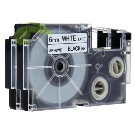Kompatibilná páska pre Casio XR-6WE, 6mm x 8m čierna tlač / biely podklad
