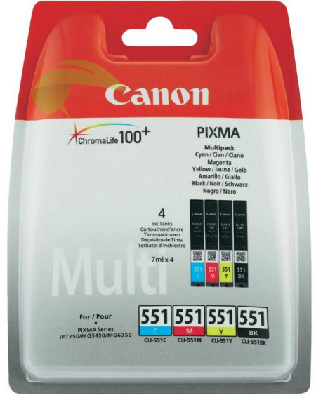 Canon CLI-551 (6509B009) sada oiginálnych náplní CMYK, Pixma MG5450/MG5550/MG5650/MG5655