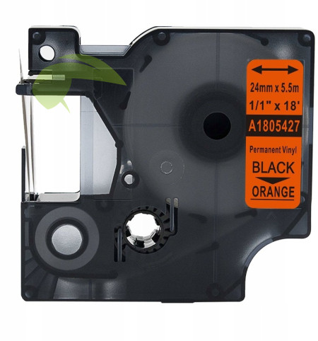 Kompatibilná páska pre Dymo Rhino 1805427, 24mm x 5,5m čierna tlač/oranžový podklad, vinyl