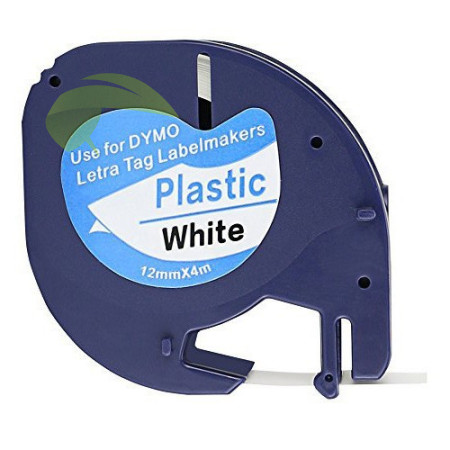 Kompatibilná páska s Dymo 59422 LetraTag, 12mm x 4m, čierna tlač / biely podklad
