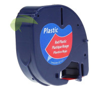 Kompatibilná páska s Dymo 59424 LetraTag, 12mm x 4m, čierna tlač / červený podklad