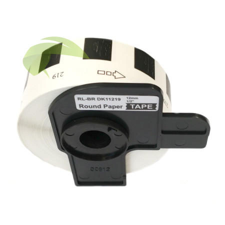 Kompatibilné etikety pre Brother DK-11219, okrúhle, priemer 12mm, 1200ks, biele