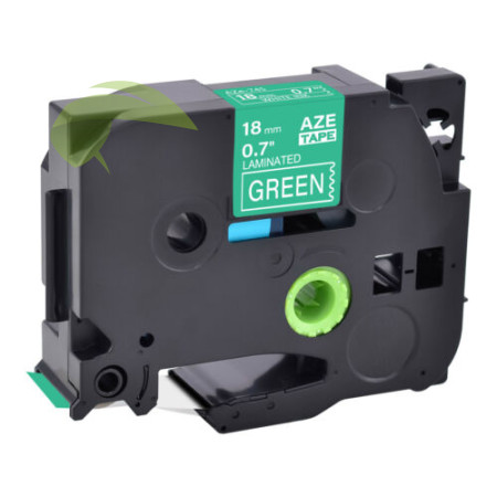 Kompatibilná páska pre Brother TZe-745, 18mm x 8m, biela tlač / zelený podklad