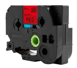 Kompatibilná páska pre Brother TZe-SE5R, 24mm × 8m, čierna tlač/červený podklad, bezpečnostná