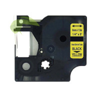 Kompatibilná páska pre Dymo Rhino 18052 / S0718270, 6mm × 1,5m čierna tlač / žltý podklad, zmršťovacia bužírka