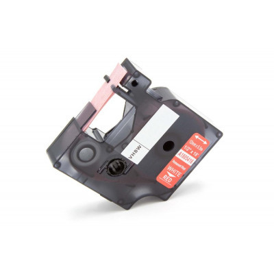 Kompatibilná páska pre Dymo Rhino 1805416, 12mm × 5,5m, biela tlač / červený podklad, vinyl