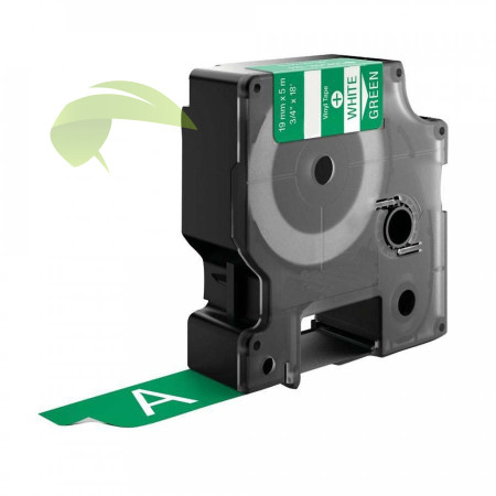 Kompatibilná páska pre Dymo Rhino 1805420, 19mm × 5,5m, biela tlač / zelený podklad, vinyl