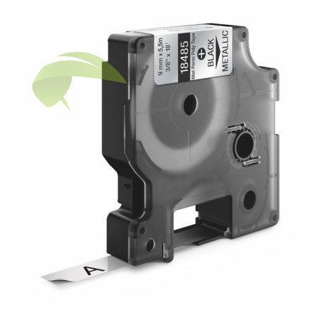 Kompatibilná páska pre Dymo Rhino 18485 / S0718170, 9mm × 5,5m čierna tlač / metalický podklad, polyester