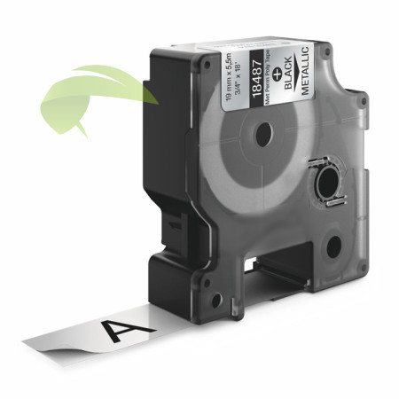 Kompatibilná páska pre Dymo Rhino 18487 / S0718200, 19mm × 5,5m čierna tlač / metalický podklad, polyester