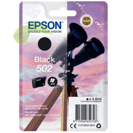 Epson 502, C13T02V14010 originálna náplň čierna, WorkForce WF-2860/WF-2865/XP-5100/XP-5105