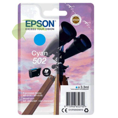 Epson 502, C13T02V24010 originálna náplň cyan, WorkForce WF-2860/WF-2865/XP-5100/XP-5106