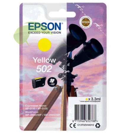 Epson 502, C13T02V44010 originálna náplň žltá, WorkForce WF-2860/WF-2865/XP-5100/XP-5110