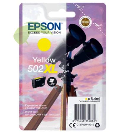 Epson 502XL, C13T02W44010 originálna náplň žltá, WorkForce WF-2860/WF-2865/XP-5100/XP-5111