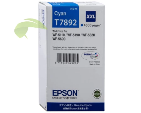 Epson T7892 XXL, originálna cyan, WorkForce Pro WF-5110/WF-5190/WF-5620/WF-5690