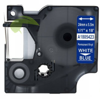 Kompatibilná páska pre Dymo Rhino 1805423, 24mm x 5,5m biela tlač/modrý podklad, vinyl