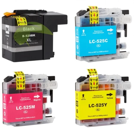Sada náplní pre Brother LC525XL/529XL CMYK, DCP-J100/DCP-J105/MFC-J200 kompatibilná