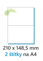 Samolepiace etikety A4 (2/A4, 210×148,5mm, 100ks)