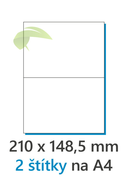 Samolepiace etikety A4 (2/A4, 210×148,5mm, 100ks)