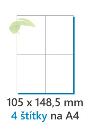 Samolepiace štítky na balíky A4 (4/A4, 105×148,5mm) - adresné štítky - 100 archov