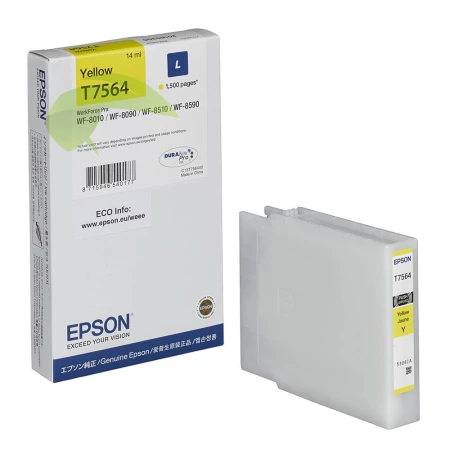 Epson T7564 (L) originálna náplň žltá, WorkForce Pro WF-8010/8090/8590
