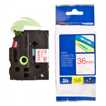 Kompatibilná páska pre Brother TZe-262, 36mm x 8m, červená tlač / biely podklad