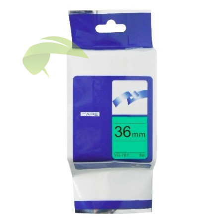 Kompatibilná páska pre Brother TZe-761, 36mm x 8m, čierna tlač / zelený podklad