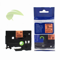 Kompatibilná páska pre Brother TZe-B21, 9mm x 5m, signálna, čierna tlač / oranžový podklad