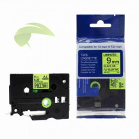 Kompatibilná páska pre Brother TZe-C21, 9mm x 8m, signálna, čierna tlač / žltý podklad