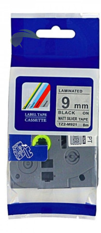 Kompatibilná páska pre Brother TZe-M921, 9mm x 8m, čierna tlač / strieborný podklad
