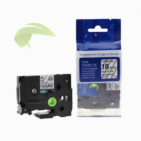 Kompatibilná páska pre Brother TZe-141, 18mm x 8m, čierna tlač / priehľadný podklad